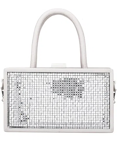 Nina Crystal Frame Clutch In Silver