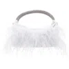 Nina Crystal Handle Feather Clutch In Purple
