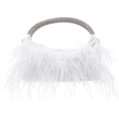 Nina Crystal Handle Feather Clutch In Purple