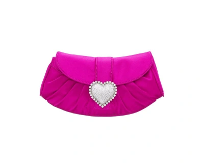 Nina Crystal Heart Adorned Clutch Handbag In Parfait Pink