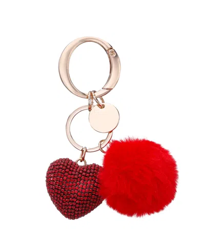 Nina Crystal Heart Poof Bag Charm In Red