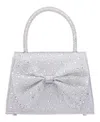 Nina Crystal Magnetic Snap Satchel Bag In Silver