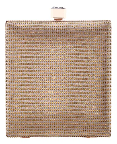 Nina Crystal Minaudiere Lift Lock Clutch In Brown