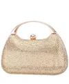 Nina Crystal Minaudiere With Metal Handle In Gold