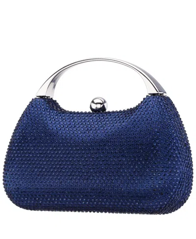 Nina Crystal Minaudiere With Metal Handle In Navy