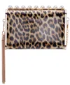 Nina Crystal Ornamented Minaudiere Tassel Lift Lock Clutch In Brown