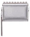 Nina Crystal Ornamented Minaudiere Tassel Lift Lock Clutch In Silver