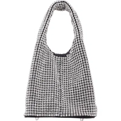 Nina Crystal Top Handle Bag In Clear/ Black