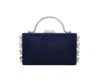 Nina Cultivated Pearl Dangle Crystal Embellished Minaudiere Clutch In Navy