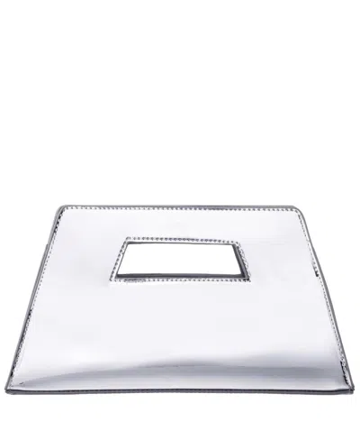 Nina Cut Out Handle Trapezoid Clutch In Silver