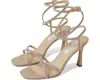 Nina Denise Sandals Women's Us 9 Alamo Tan Spool Heel Square Toe Strappy Zpo41 In Beige