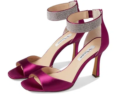Nina Dezzie Sandals Women's Wine Rhinestone Embellished Ankle Strap Jobb804 In Purple