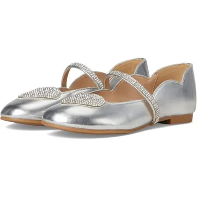 Nina Diaz Ballet Flats Kids Silver Metallic Embellished Slip On Shoes Zogg3168 In Multi