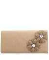 Nina Double Crystal Flower Slim Clutch Bag