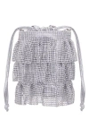 Nina 4 Tired Crystal Mesh Pouch Bag In Silver