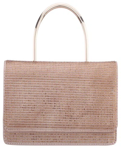 Nina Elongated Crystal Magnetic Snap Satchel Bag In Brown