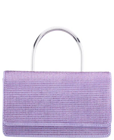 Nina Elongated Crystal Magnetic Snap Satchel Bag In Purple