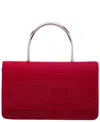 Nina Elongated Crystal Magnetic Snap Satchel Bag In Red