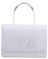 Nina Elongated Crystal Magnetic Snap Satchel Bag In Silver