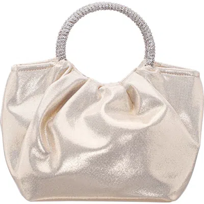 Nina Fancy Top Handle Clutch In Light Gold