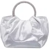 Nina Fancy Top Handle Clutch In Silver