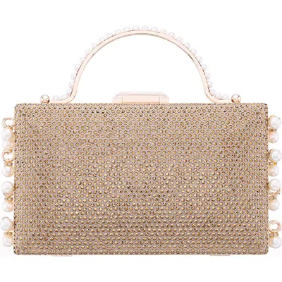 Nina Faux Pearl Dangle Minaudiere In Dark Gold