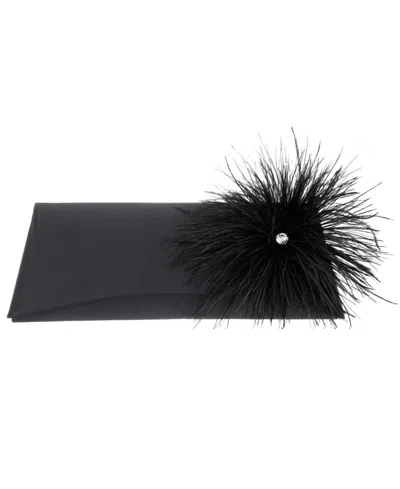 Nina Feather Ornamented Zosia Small Flap Clutch Handbag In Black
