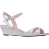 Nina Flora Ankle Strap Wedge Sandal In Silver