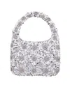 Nina Floral Patterned Sequin Hobo Bag In Silver