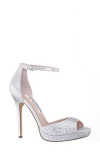 Nina Francia Crystal Ankle Strap Stiletto Sandal In Silver