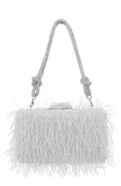 Nina Fringe Crystal Cord Minaudiere In White