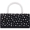 Nina Gaia Faux Pearl Top Handle Bag In Black-white