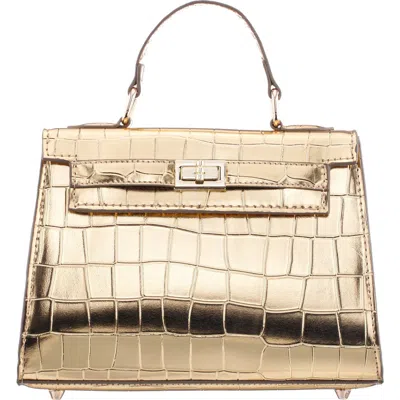 Nina Gemini Croc Embossed Clutch In Gold