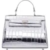 Nina Gemini Croc Embossed Clutch In Silver