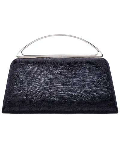 Nina Genesis Metallic Snake Small Handle Clutch Handbag In Black