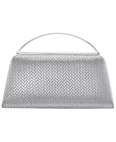 Nina Genesis Metallic Woven Small Handle Clutch Handbag In Silver