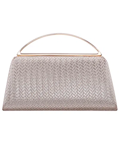 Nina Genesis Metallic Woven Small Handle Clutch Handbag In Neutral