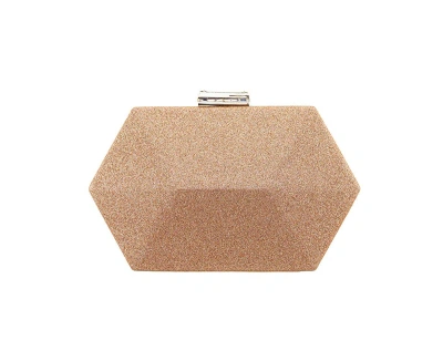 Nina Geometric Metallic Glitter Minaudiere Handbag In Nude