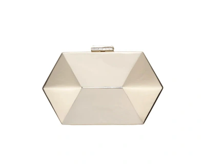 Nina Geometric Mirror Metallic Patent Minaudiere Handbag In Gold