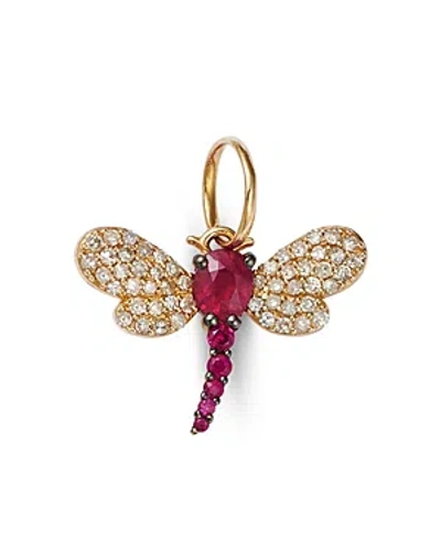 Nina Gilin 14k Yellow Gold Ruby And Diamond Dragonfly Charm In Neutral