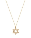 NINA GILIN 14K YELLOW GOLD STAR OF DAVID DIAMOND PENDANT NECKLACE, 16 + 2 EXTENDER