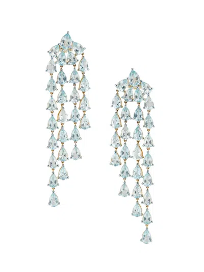 Nina Gilin Women's 14k Yellow Gold & Blue Topaz Chandelier Earrings