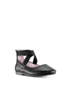 Nina Marissa Cross Strap Flat In Black Smooth