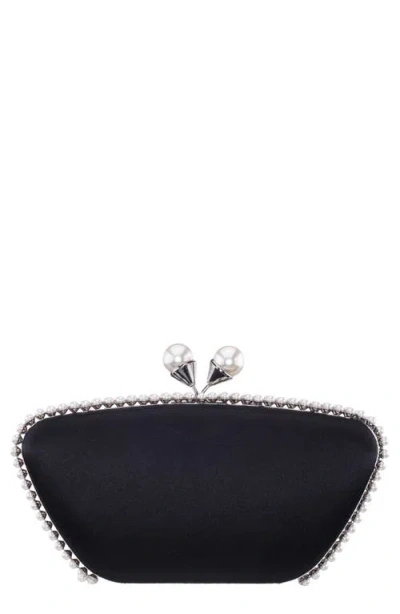 Nina Goddess Frame Clutch In Black