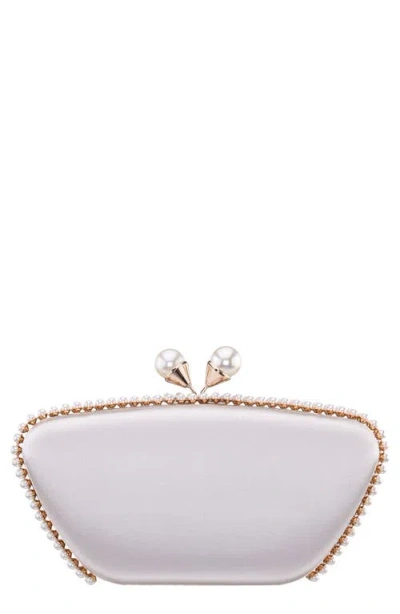 Nina Goddess Frame Clutch In White