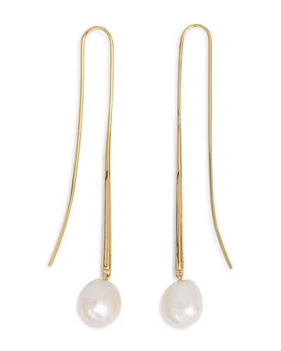 Nina Gordon Cusp Baroque Cultured Freshwater Pearl Threader Earrings In 14k Gold Vermeil Sterling Silver In White/gold