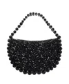 Nina Graduated Crystal Trim Half Moon Clutch In Black