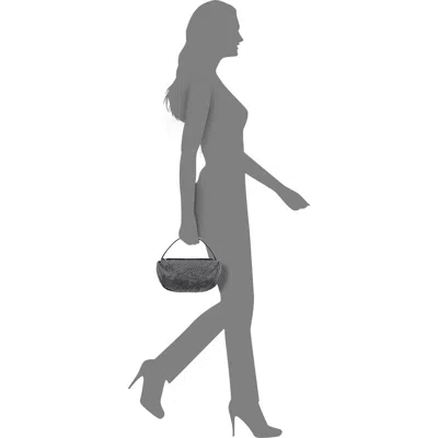 Nina Half Moon Rhinestone Mesh Shoulder Bag In Black