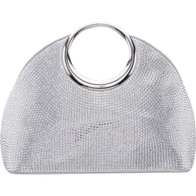 Nina Hannah Crystal Embellished Top Handle Bag In Silver