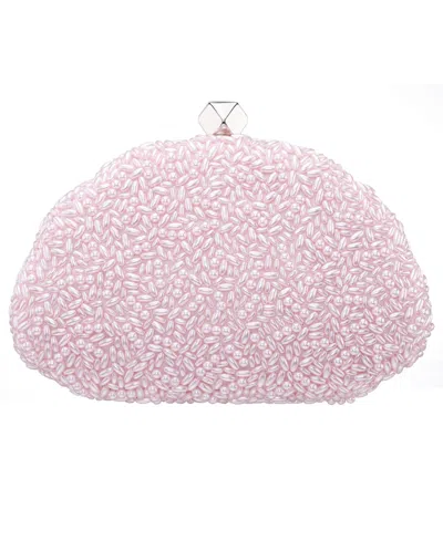 Nina Hera Beaded Shell Shaped Small Clutch Handbag In Pink